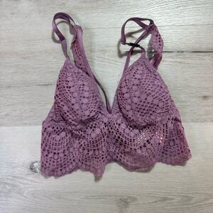 NWT Blush Plum Lace Longline Bralette, Size XS